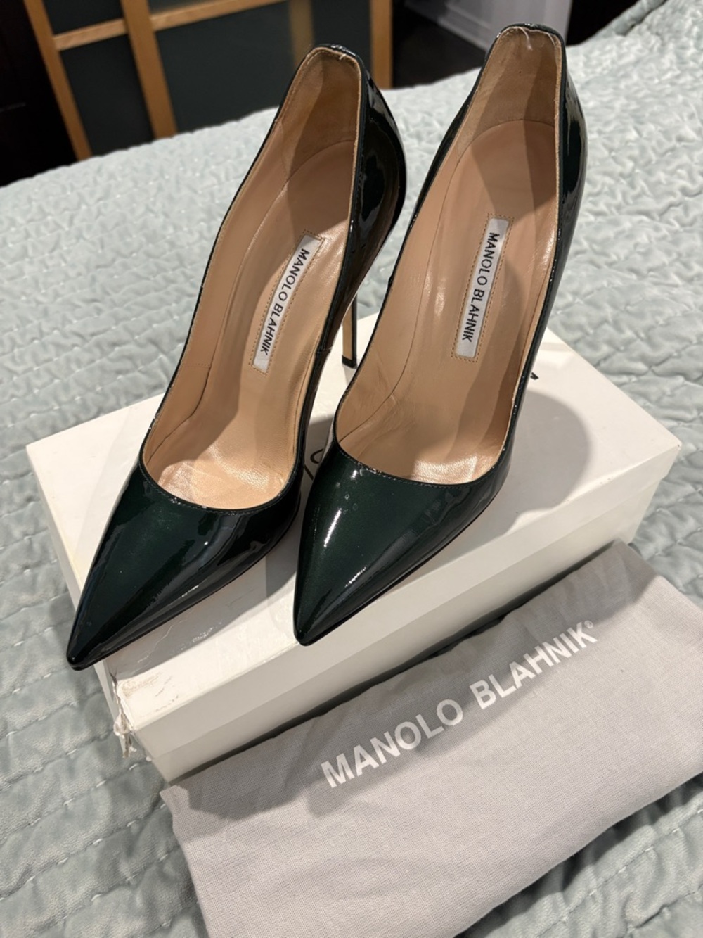 Manolo Blahnik BB105 Deep Green Patent